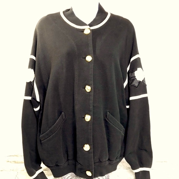 St John Sport Navy Button Front Sweatshirt Sz Lg - Picture 5 of 5